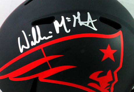 Willie McGinest Autographed Patriots F/S Eclipse Helmet w/ 3X SB Champs - Beckett W Auth *SILVER
