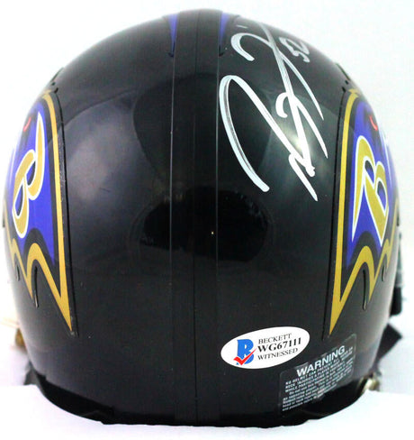 Ray Lewis Autographed Baltimore Ravens Mini Helmet w/ HOF Beckett W *Silver Image 2