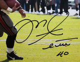 Mike Alstott Autographed Bucs Running Vs 49ers 16x20 HM Photo- Beckett W *Black