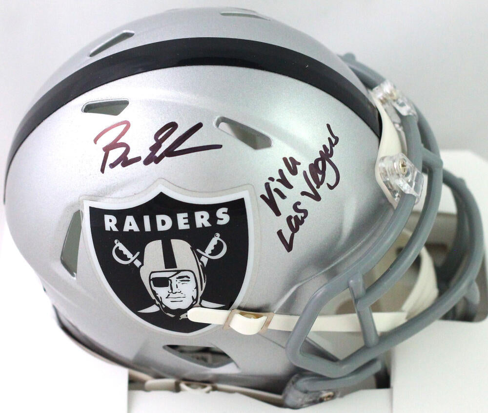 Bryan Edwards Autographed Raiders Speed Mini Helmet w/ Viva Las Vegas-Beckett W *Black