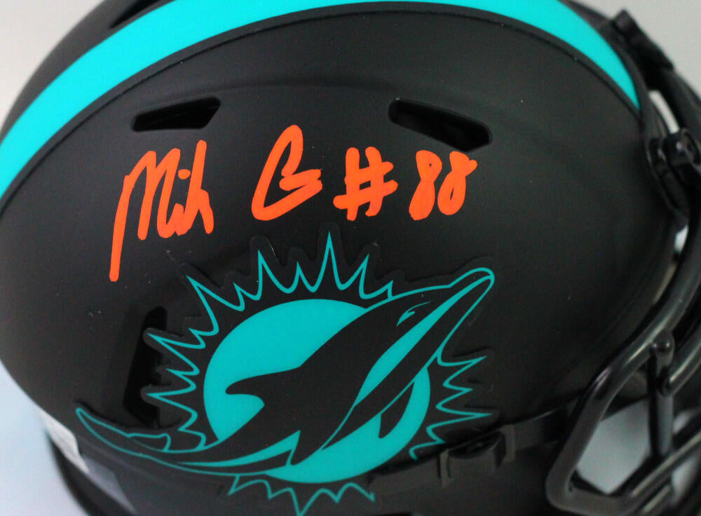 Mike Gesicki Signed Miami Dolphins Eclipse Speed Mini Helmet- Beckett W *Orange Image 2