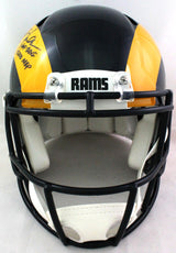 Marshall Faulk Signed Rams 81-99 Authentic Speed FS Helmet w 2Insc-Beckett W*Blk