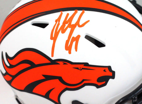 John Lynch Autographed Denver Broncos Lunar Mini Helmet- Beckett W *Orange