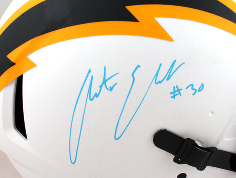 Austin Ekeler Autographed Chargers Authentic Lunar FS Helmet- Beckett W *BbyBlue