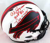 OJ Simpson Autographed Buffalo Bills Lunar Authentic Helmet w/2 insc. - JSA W *Red