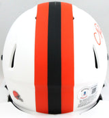 Nick Chubb Autographed Cleveland Browns Lunar Speed Mini Helmet- Beckett W Hologram *Orange Image 3