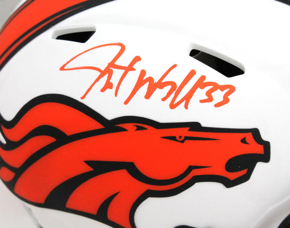 Javonte Williams Autographed Denver Broncos Lunar Speed Mini Helmet-Beckett W*Orange