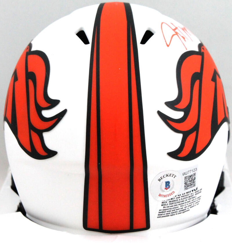 Javonte Williams Autographed Denver Broncos Lunar Speed Mini Helmet-Beckett W*Orange