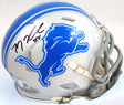 TJ Hockenson Autographed Detroit Lions Speed Mini Helmet- Beckett W Hologram*Black Image 1