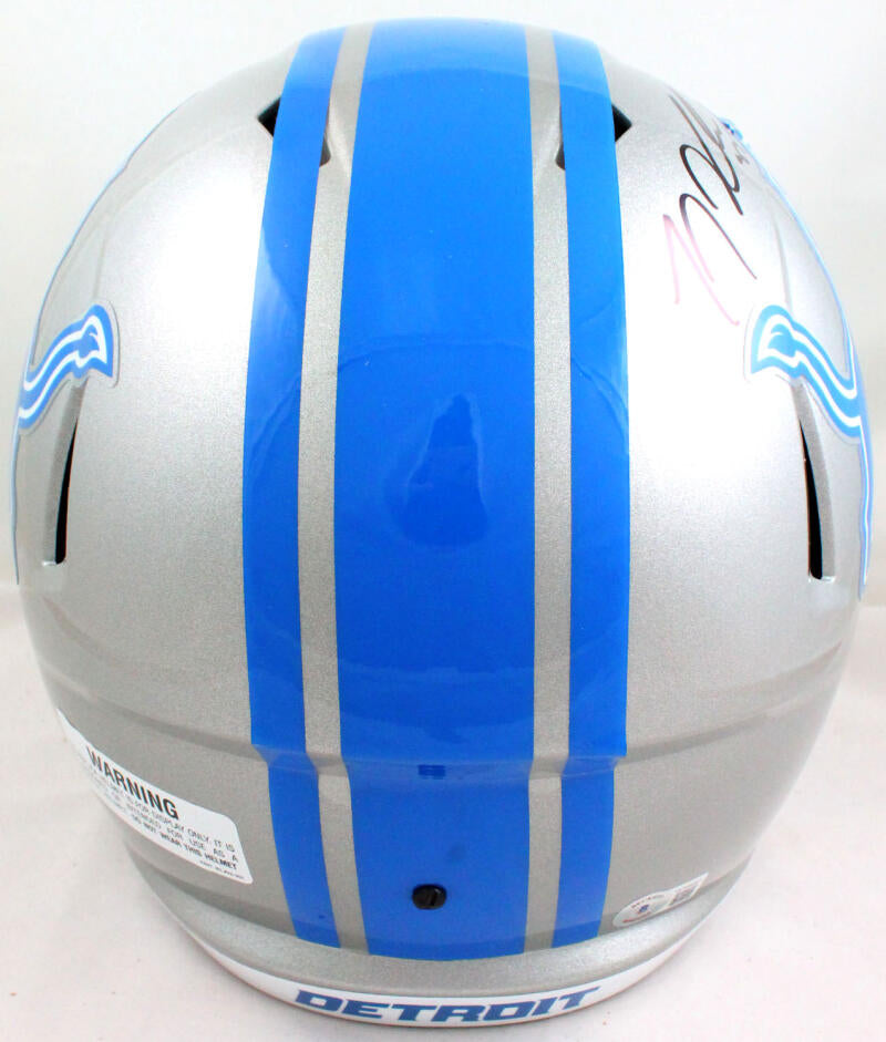 TJ Hockenson Autographed Detroit Lions F/S Speed Helmet- Beckett W Hologram *Black Image 4
