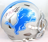 TJ Hockenson Autographed Detroit Lions F/S Speed Authentic Helmet- Beckett W Hologram *Black Image 1
