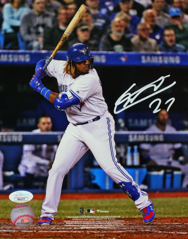 Vladimir Guerrero Jr. Autographed Toronto Blue Jays 8x10 Batting Photo- JSA Auth