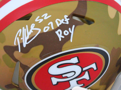 Patrick Willis Autographed SF 49ers Camo Speed Mini Helmet w/ Insc- Beckett W Hologram *White Image 2