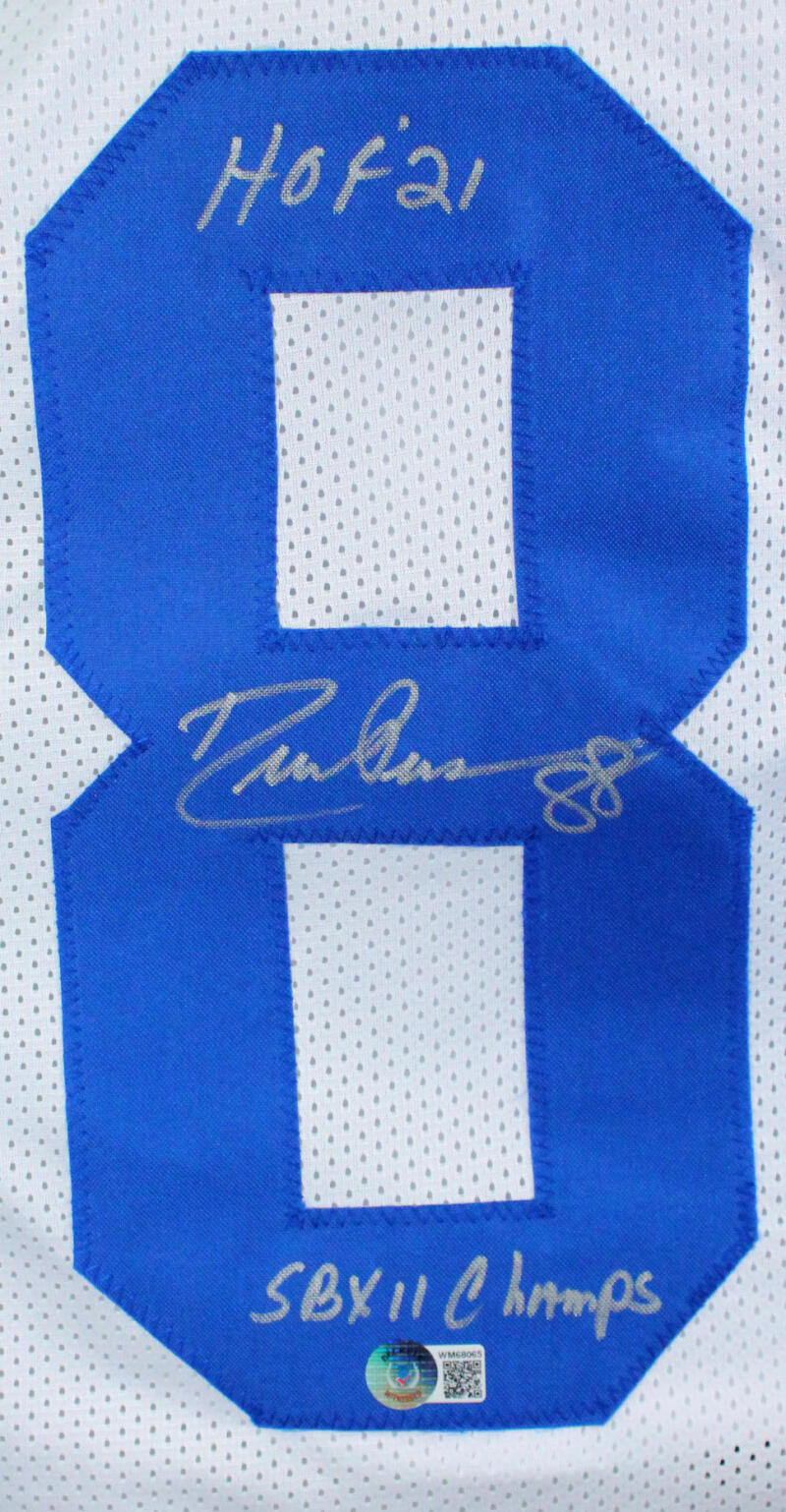Drew Pearson Autographed White Pro Style Jersey w/2 insc.- Beckett W Hologram *Silver