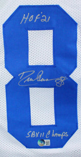 Drew Pearson Autographed White Pro Style Jersey w/2 insc.- Beckett W Hologram *Silver