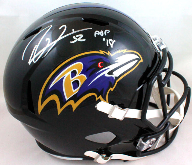 Ray Lewis Signed Baltimore Ravens F/S Speed Helmet w/ HOF- Beckett W Hologram *Silver Image 1