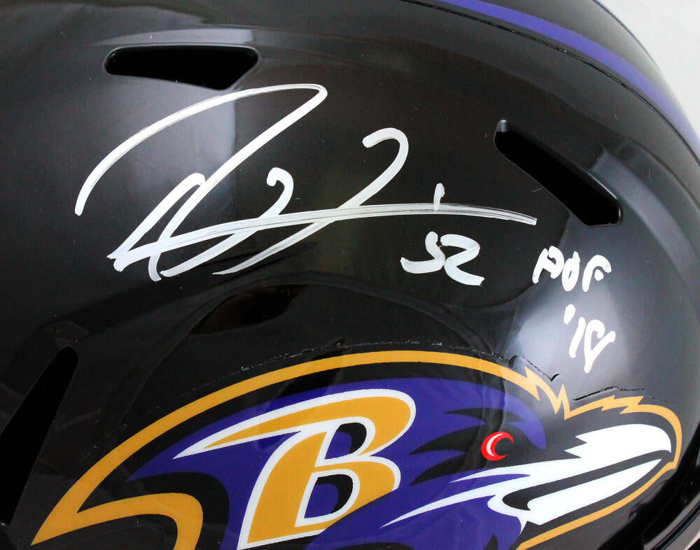 Ray Lewis Signed Baltimore Ravens F/S Speed Helmet w/ HOF- Beckett W Hologram *Silver Image 2