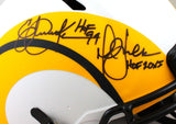 Faulk/Dickerson Signed Rams Lunar Speed Authentic FS Helmet w/ HOF- Beckett W Hologram *Black Image 2