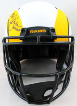 Faulk/Dickerson Signed Rams Lunar Speed Authentic FS Helmet w/ HOF- Beckett W Hologram *Black Image 3