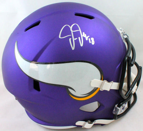 Justin Jefferson Autographed Minnesota Vikings F/S Speed Helmet-Beckett W Hologram *Silver Image 1