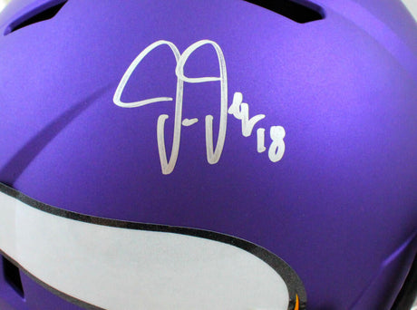 Justin Jefferson Autographed Minnesota Vikings F/S Speed Helmet-Beckett W Hologram *Silver Image 2