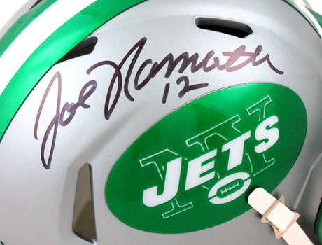 Joe Namath Autographed New York Jets Blaze Speed Mini Helmet-Beckett W Hologram *Black