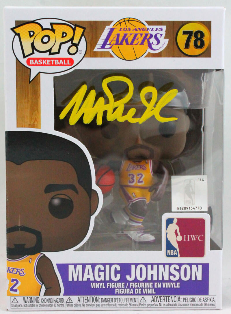 Magic Johnson Autographed LA Lakers Funko Pop Figurine #78- Beckett W Hologram *Yellow