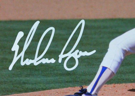 Nolan Ryan Autographed Texas Rangers 8x10 HM Pitching Back View- AIV Hologram /Ryan Holo Auth *White