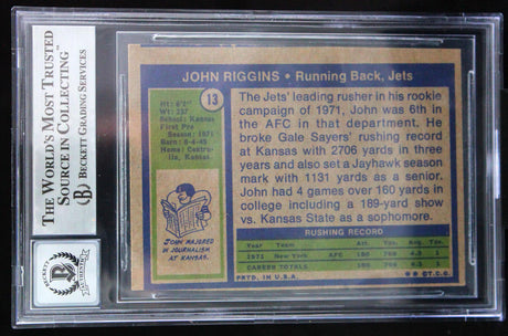1972 Topps #13 John Riggins New York Jets BAS Autograph 10