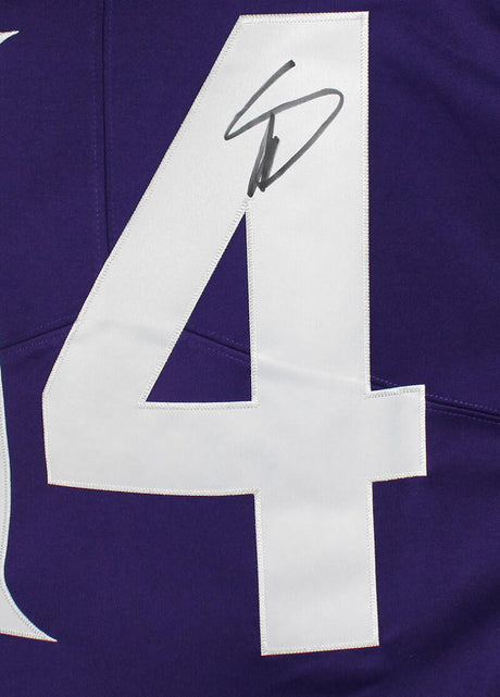 Stefon Diggs Autographed Vikings Purple Nike Vapor Jersey- Beckett W Hologram *Black