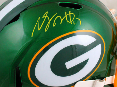 Davante Adams Autographed Packers F/S Flash Speed Helmet-Beckett W Hologram *Yellow