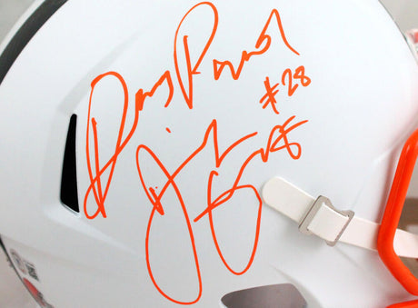 Jeremiah Owusu Koramoah Autographed Cleveland Browns F/S Flat White Speed Helmet w/Insc.-Beckett W Hologram