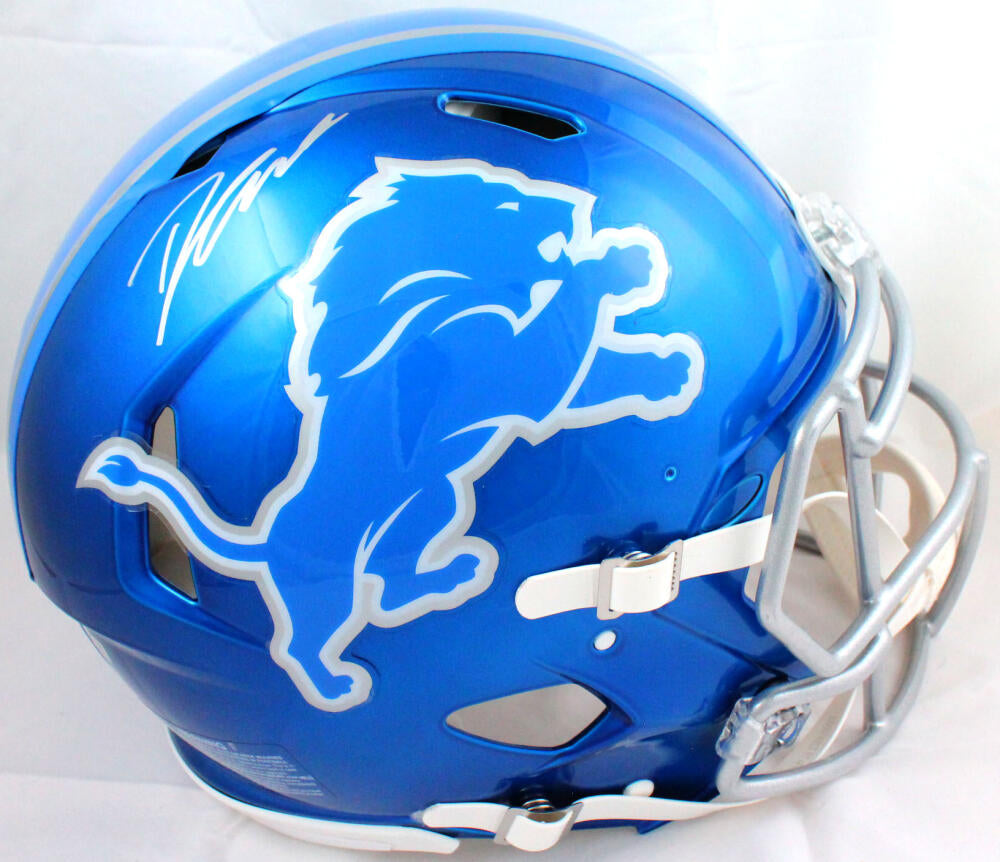 D'Andre Swift Autographed Detroit Lions F/S Flash Speed Authentic Helmet-Fanatics *Silver