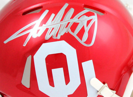 Adrian Peterson Autographed Oklahoma Sooners Speed Mini Helmet-Beckett W Hologram *Silver