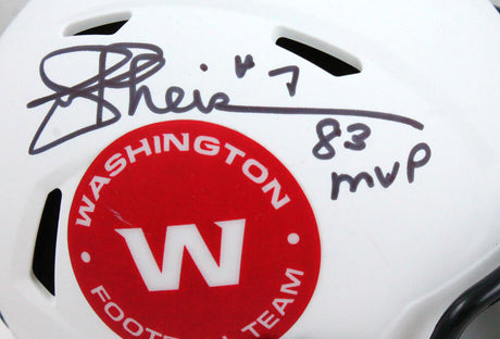Joe Theismann Signed WFT Speed Lunar Mini Helmet w/83 MVP-Beckett W Hologram *White