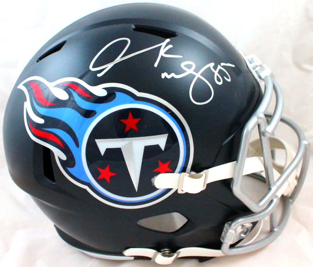 Derrick Mason Signed Tennessee Titans F/S Speed Helmet- Beckett W Hologram *Silver