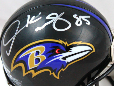 Derrick Mason Autographed Baltimore Ravens Mini Helmet-Beckett W Hologram *Silver