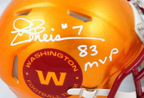 Joe Theismann Signed WFT Flash Speed Mini Helmet w/83 MVP-Beckett W Hologram *White