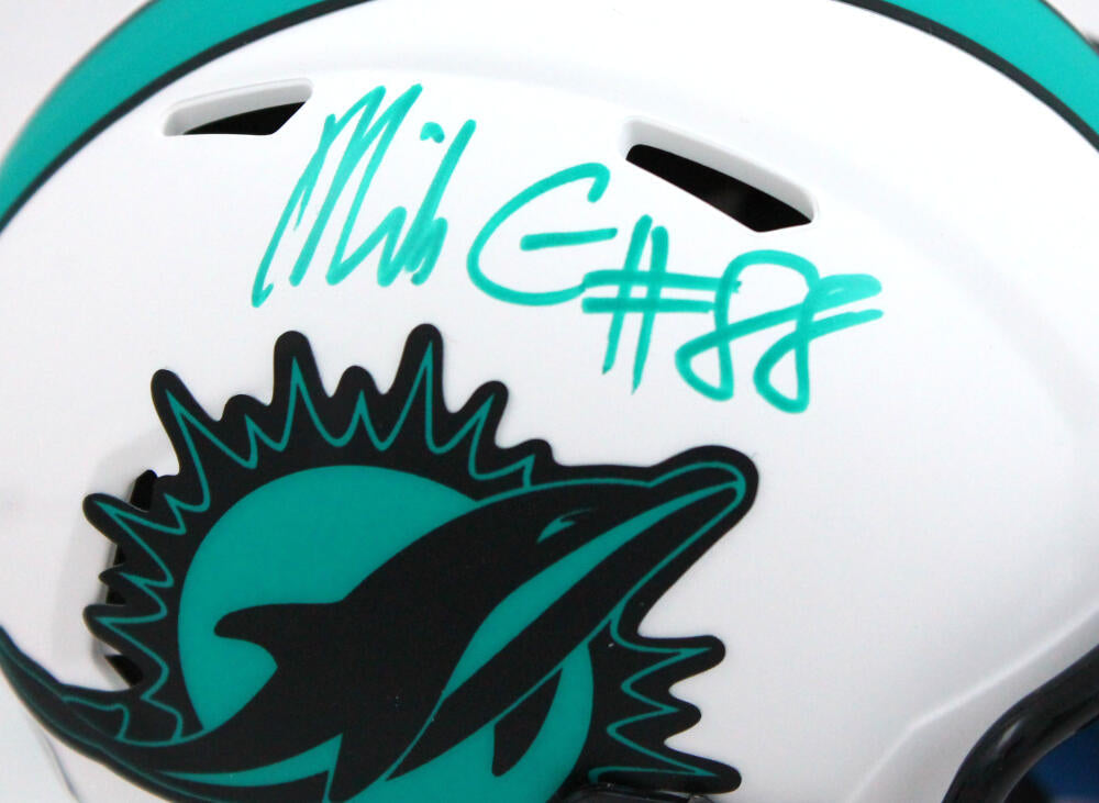 Mike Gesicki Autographed Miami Dolphins Lunar Speed Mini Helmet-Beckett W Hologram *Teal Image 2