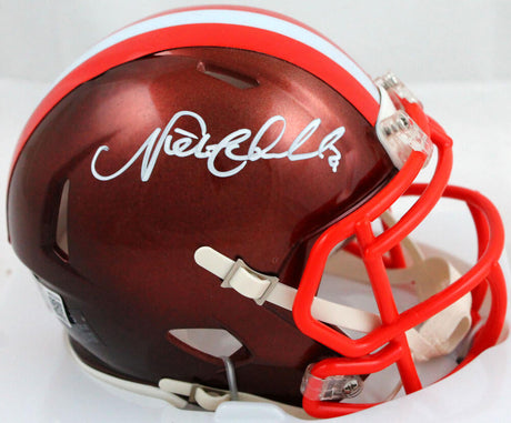Nick Chubb Autographed Cleveland Browns Flash Speed Mini Helmet-Beckett W Hologram *White Image 1