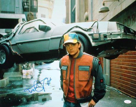 Michael J. Fox Autographed Back to the Future 16x20 Close Up Photo- JSA W *Blue Image 1