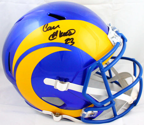 Cam Akers Autographed Los Angeles Rams F/S 2020 Speed Helmet-Beckett W Hologram *Black Image 1