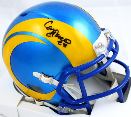 Cam Akers Autographed Los Angeles Rams 2020 Speed Mini Helmet-Beckett W Hologram *Black Image 1