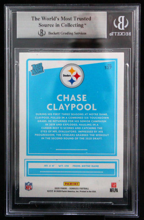 2020 Donruss Press Proof Yellow #327 Chase Claypool Steelers Auto Beckett Auth Image 2