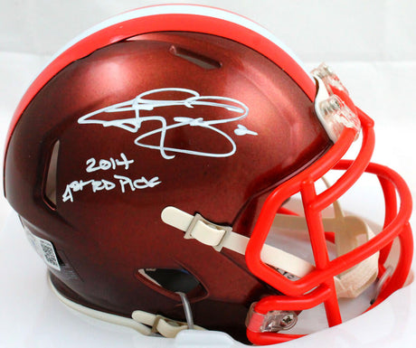 Johnny Manziel Autographed Browns Flash Speed Mini Helmet w/Insc.-Beckett W Hologram *White Image 1