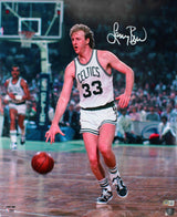 Larry Bird Autographed Boston Celtics 16x20 Dribbling Photo-Beckett W Hologram *White Image 1