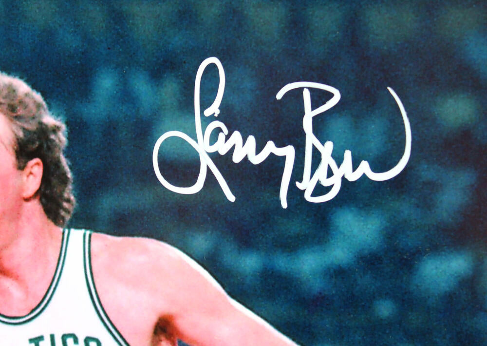 Larry Bird Autographed Boston Celtics 16x20 Dribbling Photo-Beckett W Hologram *White Image 2