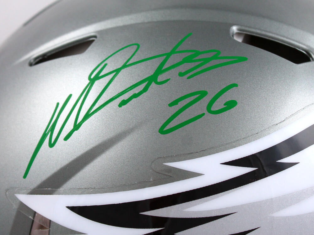 Miles Sanders Autographed Philadelphia Eagles F/S Flash Speed Authentic Helmet-Beckett W Hologram *Green Image 2