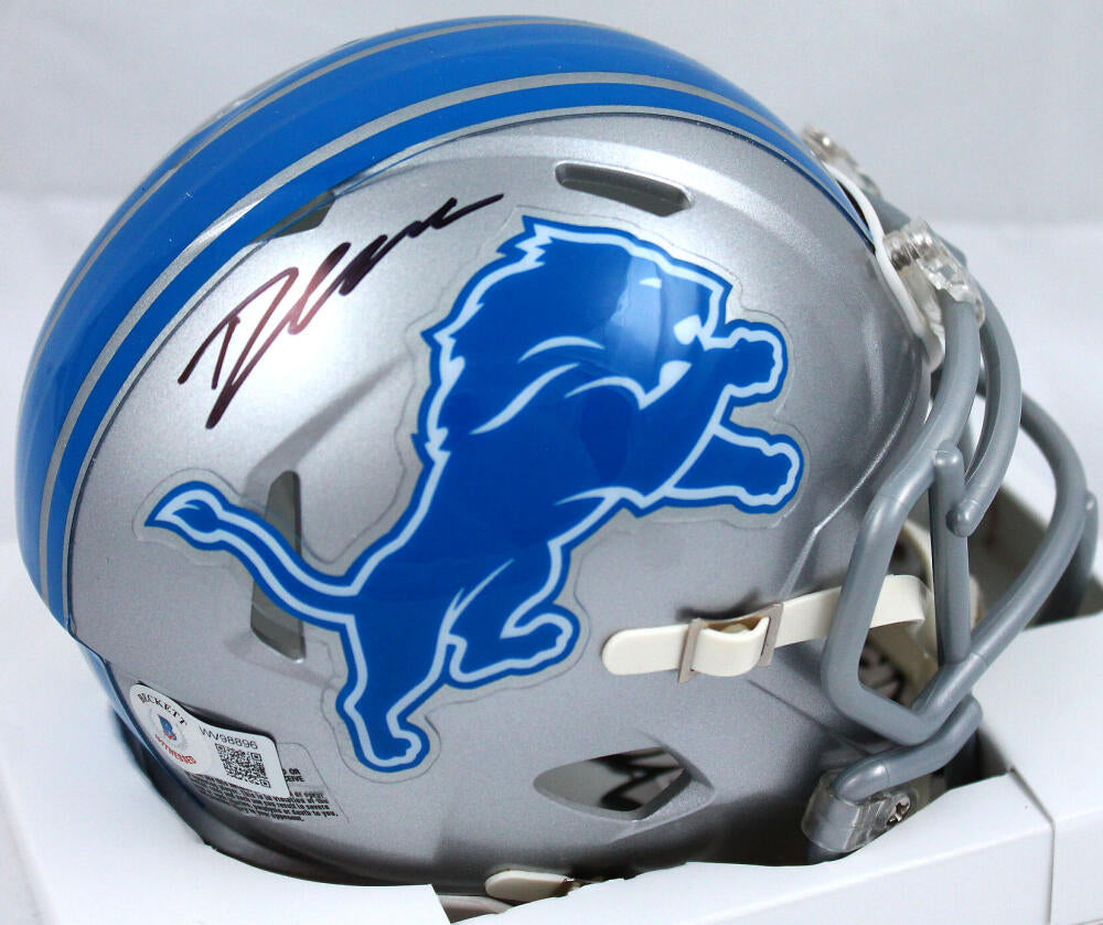 D'Andre Swift Autographed Detroit Lions Speed Mini Helmet-Beckett W Hologram *Black Image 1