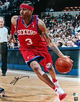 Allen Iverson Autographed Philadelphia 76ers 16x20 Red Jsy Photo-Beckett W Hologram *Black Image 1
